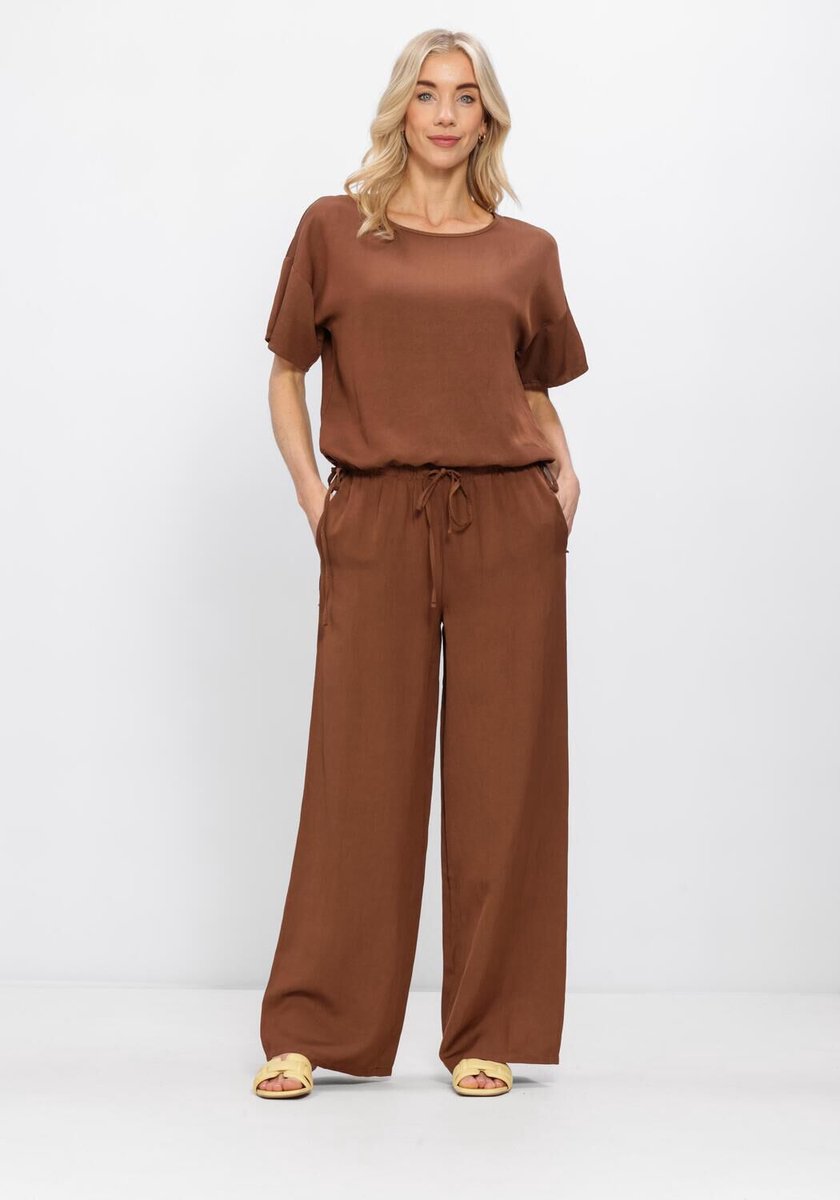 Simple Short Sleeve Top Tops & T-shirts Dames - Shirt - Bruin - Maat S