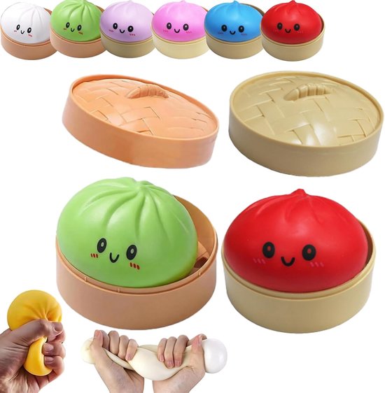 Squishy Dumpling Anti-stress Avec Panier Vapeur - 9,5 Cm - Retour Lent - Cadeau Kawaii - Couleur Aléatoire