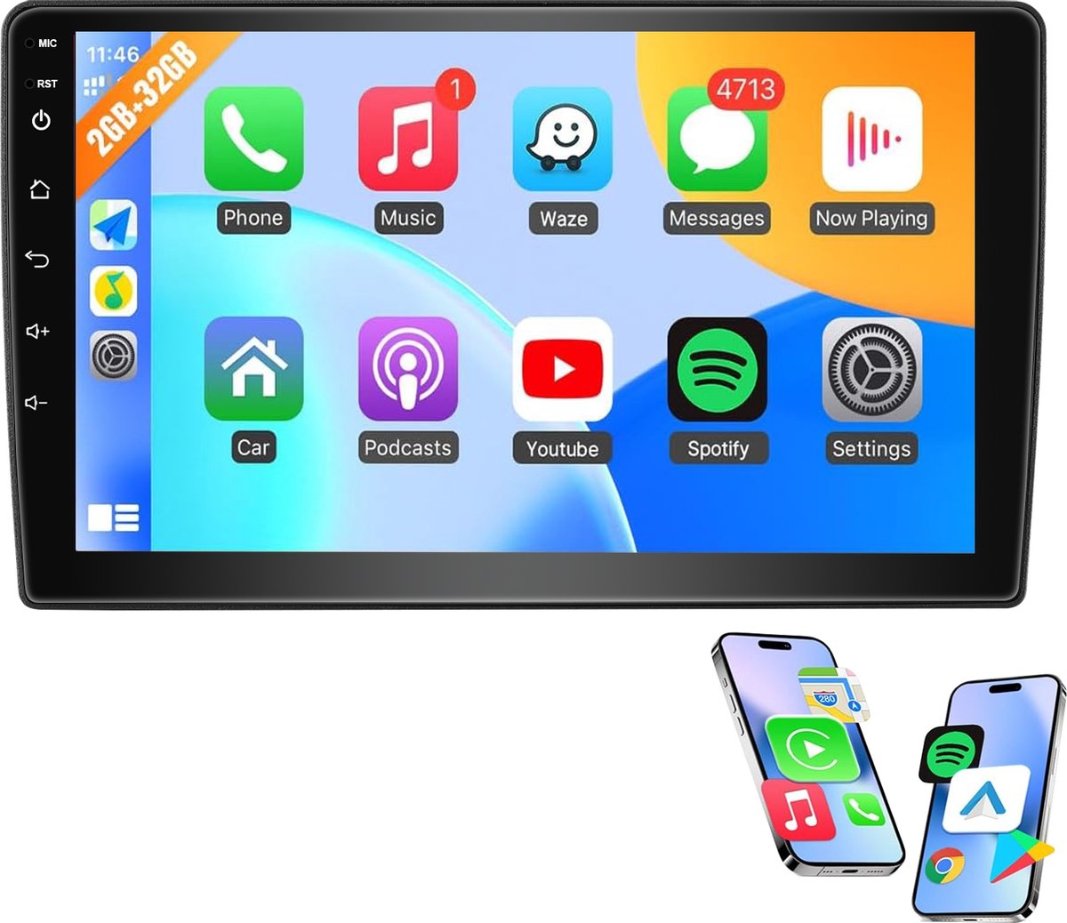 ESSGOO 2+32GB Autoradio - Geschikt Voor Fiat Ducato 2006 t/m 2022 / Peugeot Boxer & Citroen Jumper 2011 t/m 2015 - 9 Inch IPS TouchScreen Radio Scherm - Draadloos Apple Carplay & Android Auto - GPS, Bluetooth, Wifi