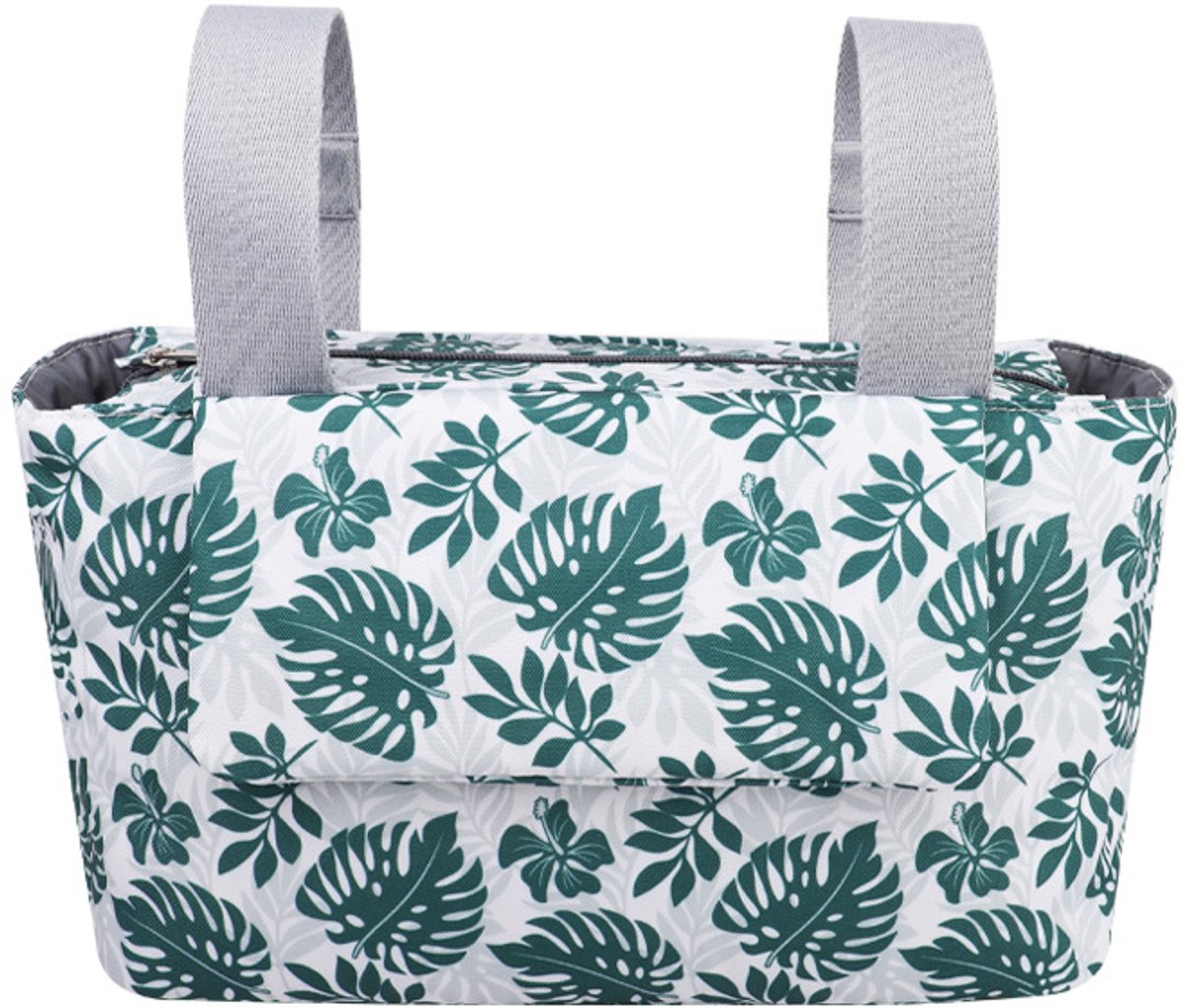 Universele organizer tas voor kinderwagens met geïsoleerde bekerhouder en telefoonvak, accessoire voor kinderwagens, buggy's en hondenbuggy's - Groen