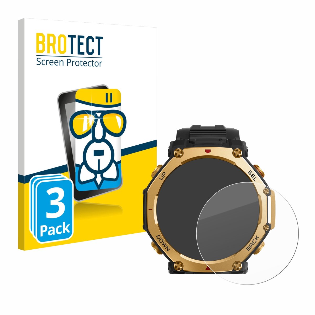 Screenprotector 3 Stuks voor Huami Amazfit T-Rex 3 Pro (48 mm) Beschermglas transparant