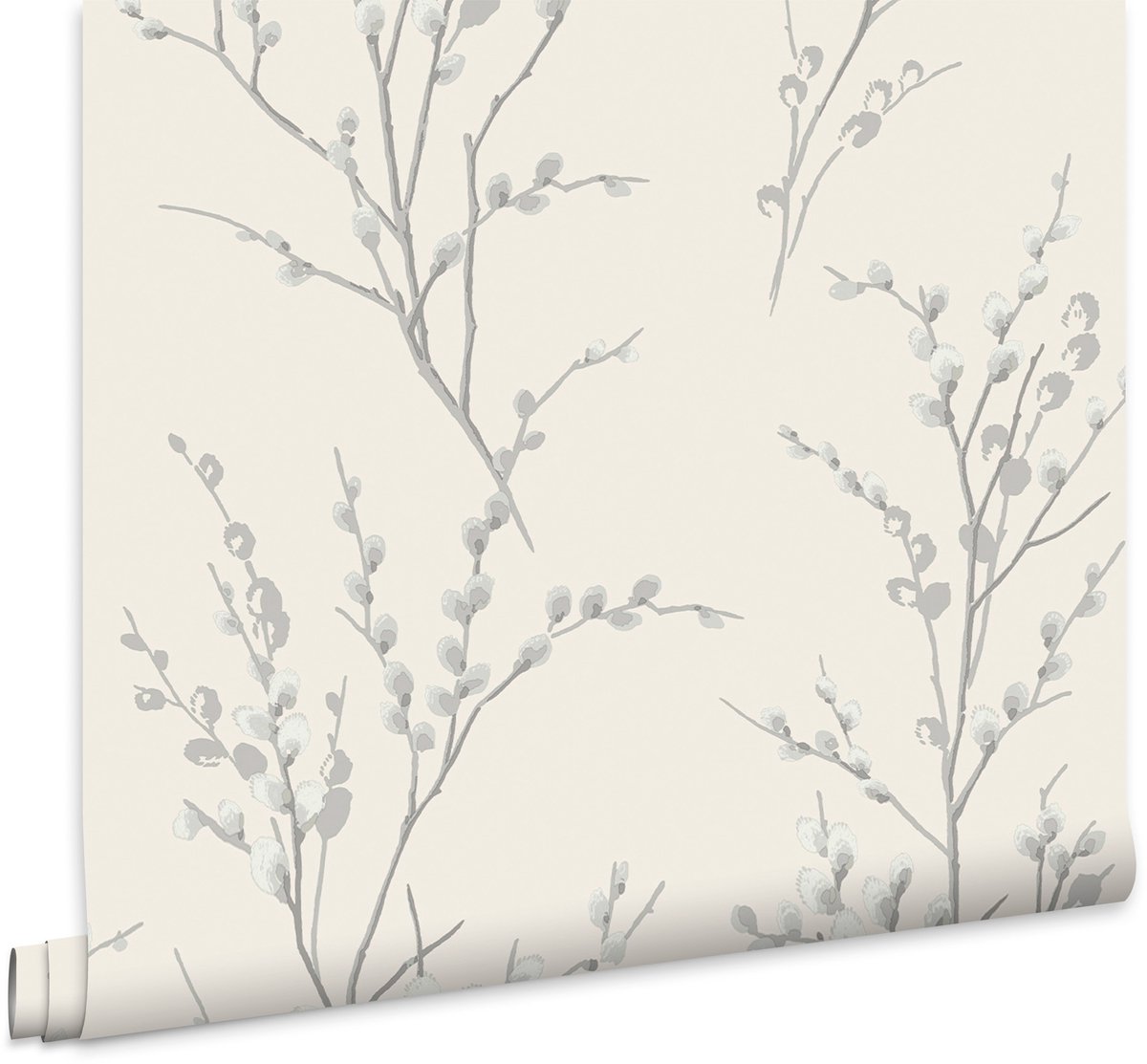 Laura Ashley Pussy Willow Behang - Planten - 10mx52cm - Beige