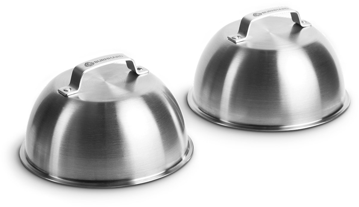 Burgerklokken BURNHARD® RVS, 16 cm diameter, Behoudt warmte & smaak, Perfect voor cheeseburgers, Ideaal voor XXL-patties, Veelzijdig gebruik – Burgerklokken set