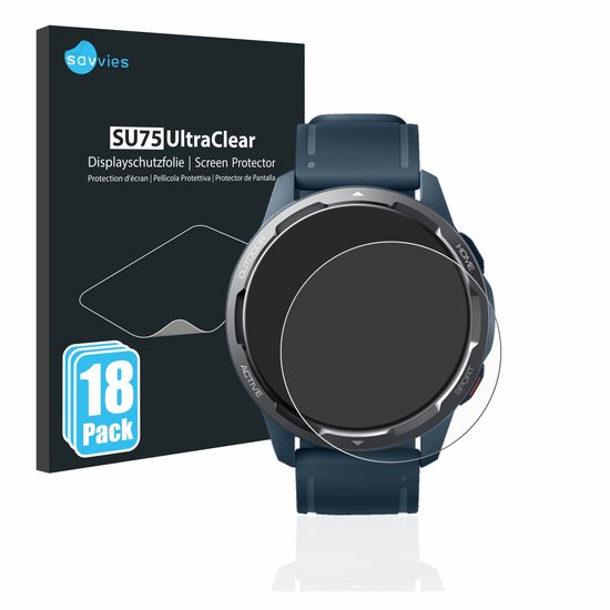 Savvies - Screenprotector voor Xiaomi Watch S1 Active - Folie Beschermfolie transparant 18 Stuks
