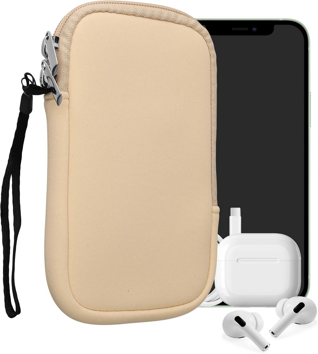 Universeel Telefoontasje Neopreen voor 5,5 Inch Smartphones met Rits en Polslus