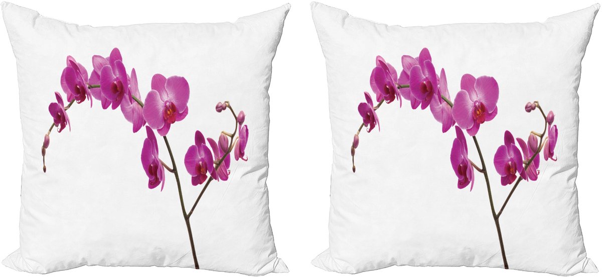 ABAKUHAUS Magenta Kussensloopset (2 stuks), Wilde Orchideeënblaadjes, 50 cm, Violet