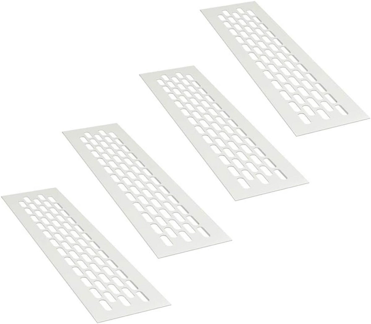 Ventilatierooster Aluminium Rechthoekig Wit (4 stuks) - Universele Afvoer- en Ventilatieopening