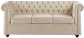 Canapé-lit trois places unique en velours beige CHESTERFIELD