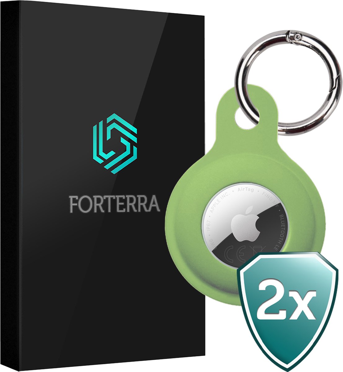 Forterra Sleutelhanger - Geschikt voor Apple AirTag 2e generatie - Houder - Siliconen Hoesje - Lichtgroen - 2 PACK