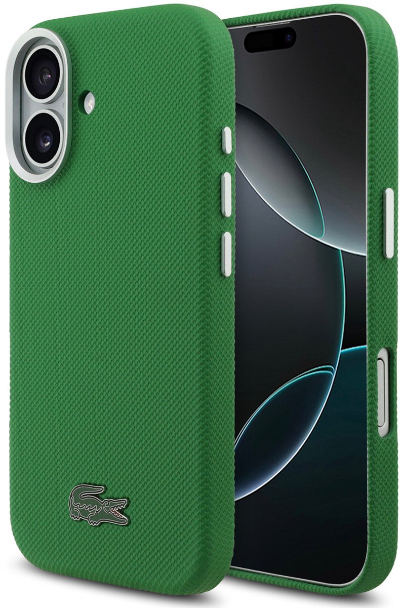 Lacoste Back Cover Case voor iPhone 17 - Estragon Green - MagSafe-compatibel - Metal Edges