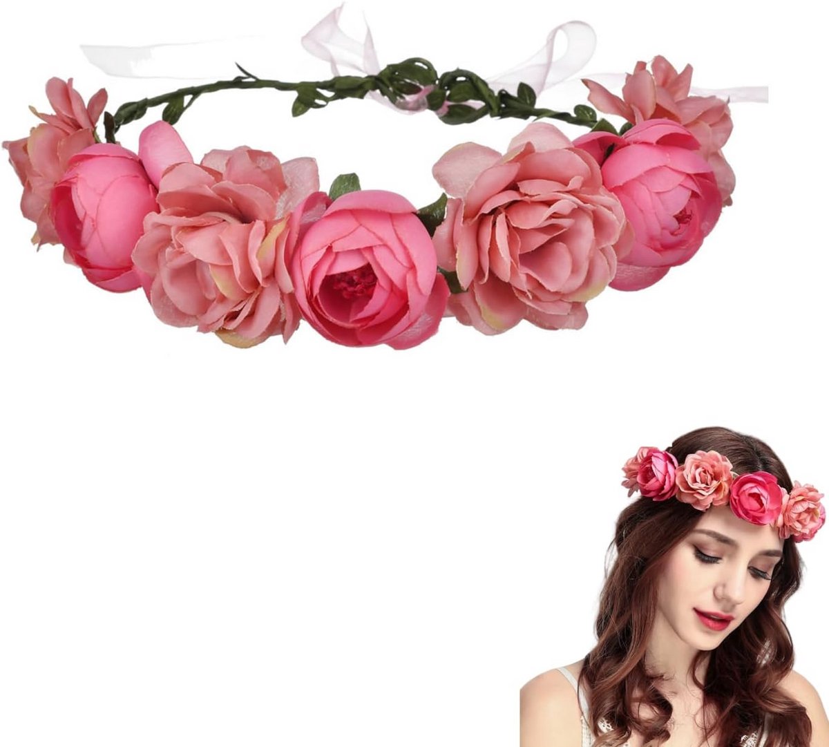 Bloemenkrans Roze - Feestelijk Haaraccessoire