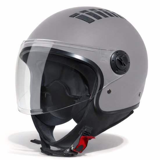 VINZ Como Jethelm met Vizier - Scooter Helm & Motorhelm & Brommerhelm & Snorfietshelm & Scooterhelm Retro - ECE 22.06 goedgekeurd - Lichtgewicht 1150 gram - Inclusief Opbergzak - Titanium - S