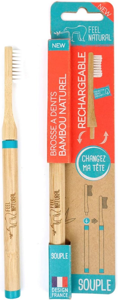 Oplaadbare Tandenborstel met Zachte Borstels, Bamboe Handvat