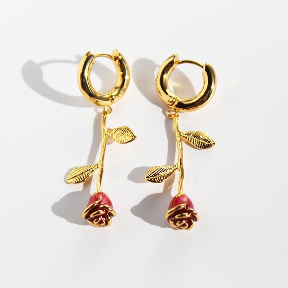 Romantische Rode Roos Sieradenset met Statement Oorhangers