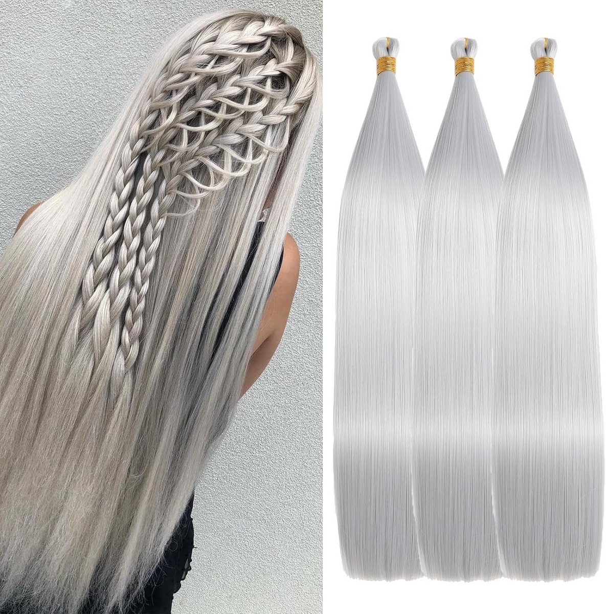 24 Inch Steil Haar Extensions Bundles 150g voor Vlechten Crochet Braids