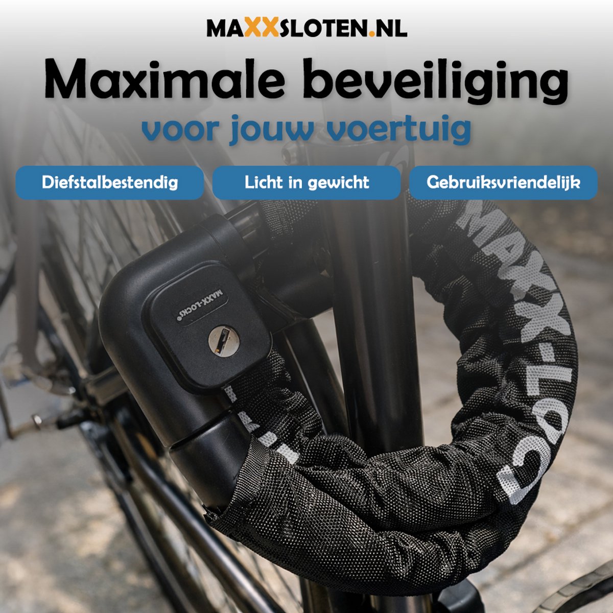Maxx-Locks Bulls Kettingslot - Solid Pantserslot uit Gehard Staal - Gebruik Slot Lock Motor Scooter Fiets Motorslot Scooterslot - Alternatief voor Ketting Ringslot Cijferslot Kabelslot Beugelslot - Lengte 100CM Dikte 8MM - Zwart – foto 3