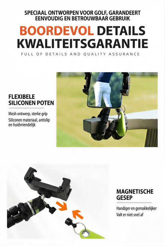 Stripe golf telefoonhouder, flexibel statief met Bluetooth remote van Stripe Golf — afbeelding 3
