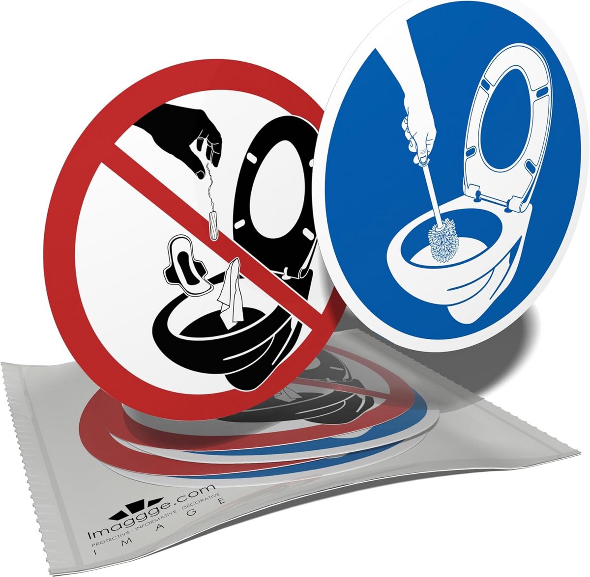 Informatieve toiletstickers met gebruiksaanwijzing - 6 stuks