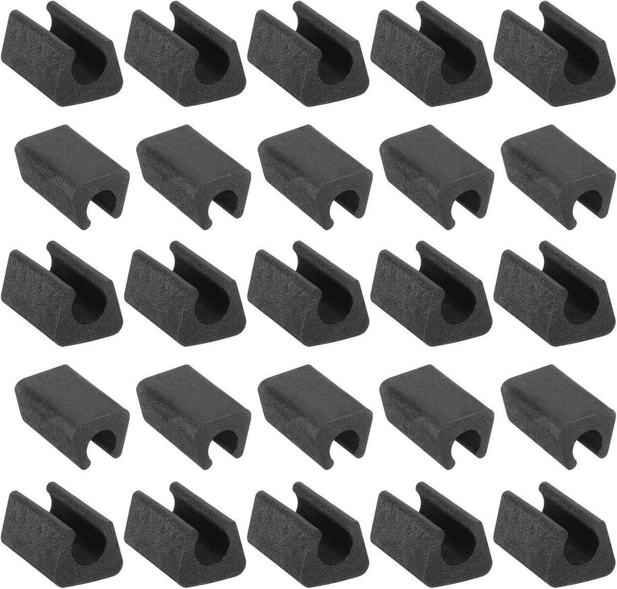 40x Rechthoekige Stoeipoesdoppen Antislip Zwart voor Metalen Buispoten 7-8 mm
