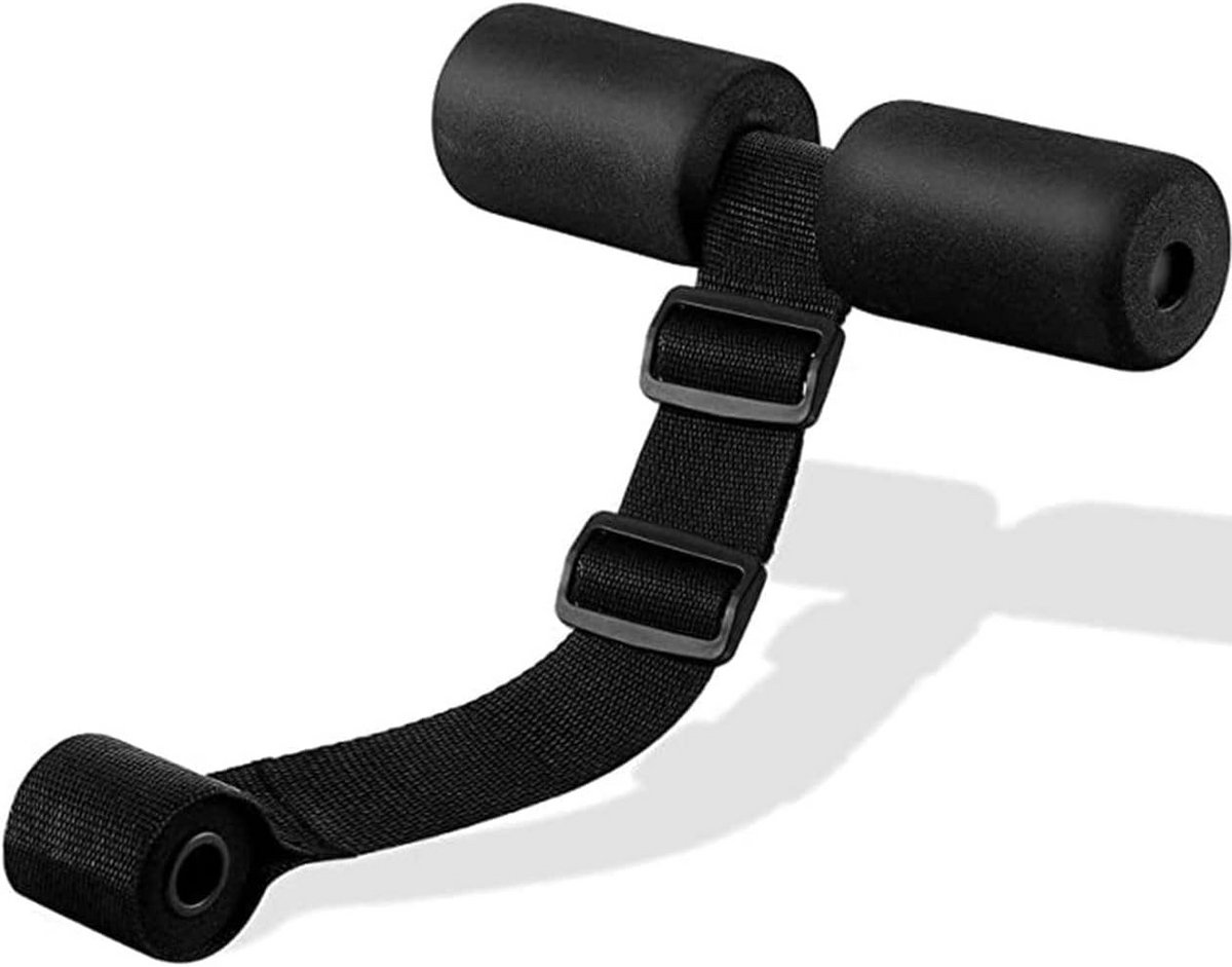 Verstelbare Nordic Hamstring Curl Strap met Gestoffeerde Enkelsteun - Snelle Installatie in 10 Seconden - Zwart