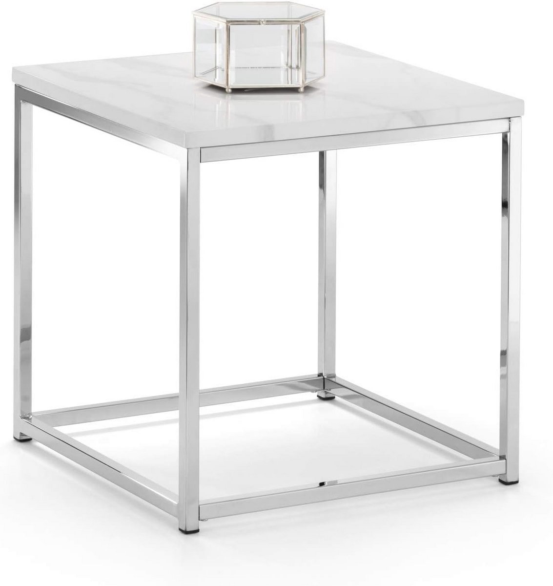 Moderne Salontafel met Wit Marmeren Look en Ronde Vorm