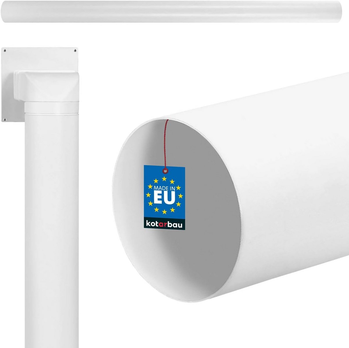 Ronde Ventilatiebuis 100mm Ø, PVC Afvoerbuis voor Ventilatiesysteem, Wit, 1500 mm Lengte