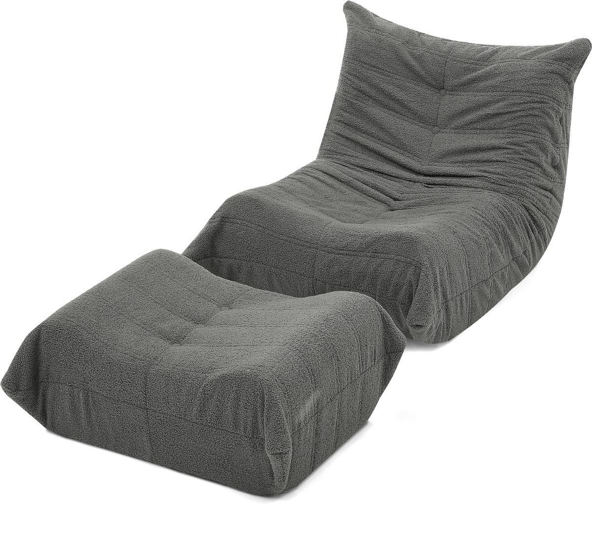 Loungebank-Lazy Stoel Met Rugleuning En Voetensteun-Ligstoel Voor Woonkamer En Slaapkamer--Volwassenen-Zonder Montage-100x90x70 cm-Grijs