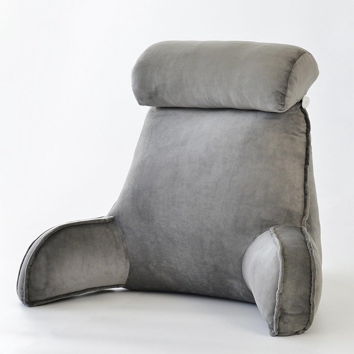 Ergonomisch Leesondersteuningskussen met Armleuningen en Neksteun voor Bed en Bank - Grijs