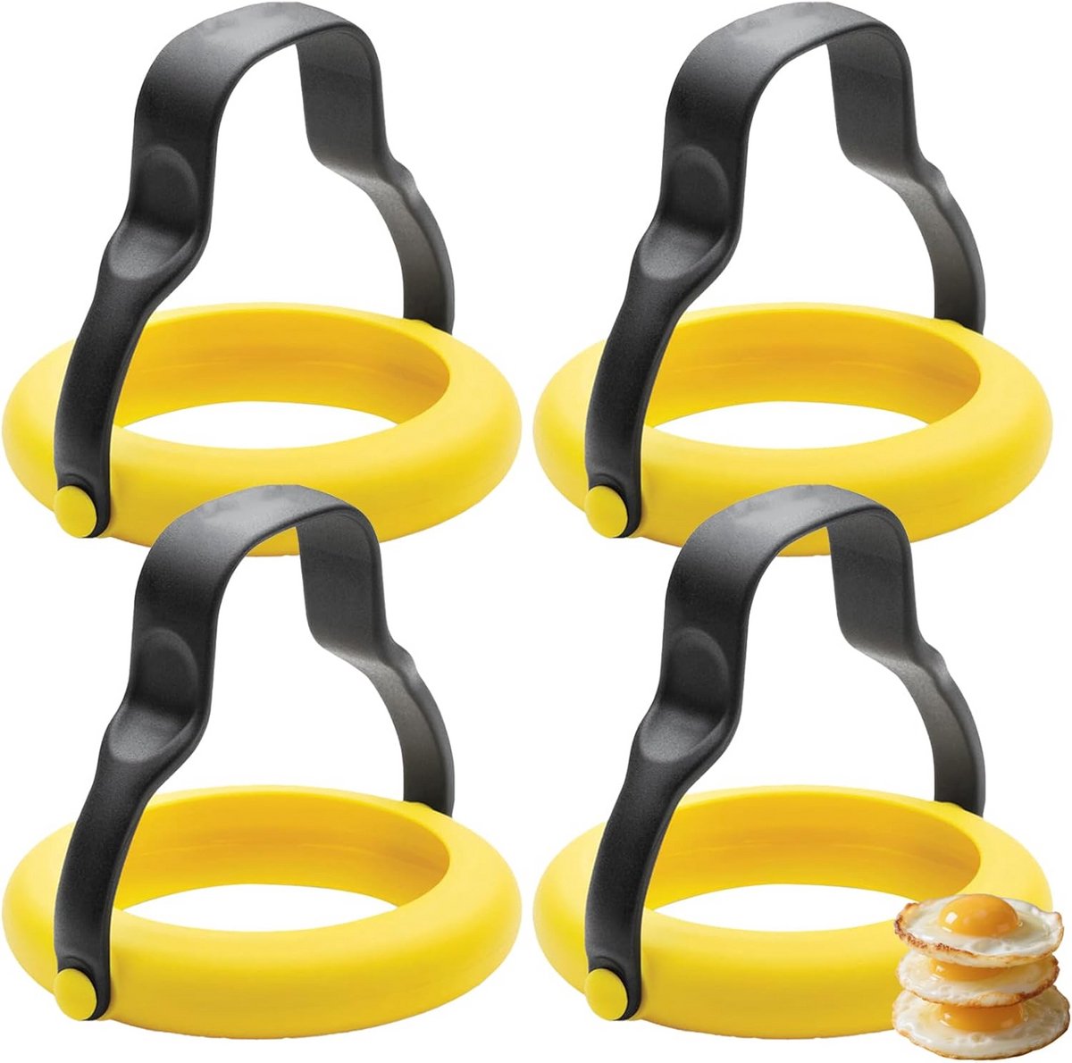 Set van 4 Antiaanbak Siliconen Vormen voor Perfecte Spiegeleieren en Pannenkoeken