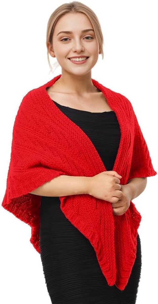 Warme Gebreide Driehoeksdoek voor Dames - Grote Winter Sjaal & Cape voor Herfst en Koude Dagen