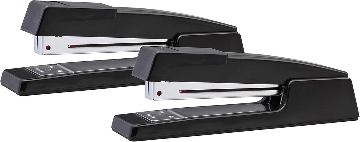 Nietmachine met volledige metalen strip - capaciteit voor 20 vel, dubbele klink, zwart, 2 stuks