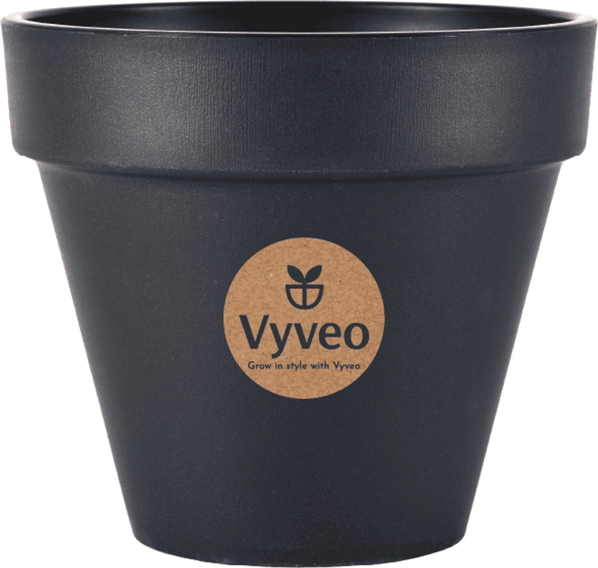 Vyveo - Bloempot Oslo - 23x20 - Zwart - Bloempot voor binnen en buiten - Lichtgewicht - Breukbestendig - Vorstbestendig - UV-bestendig