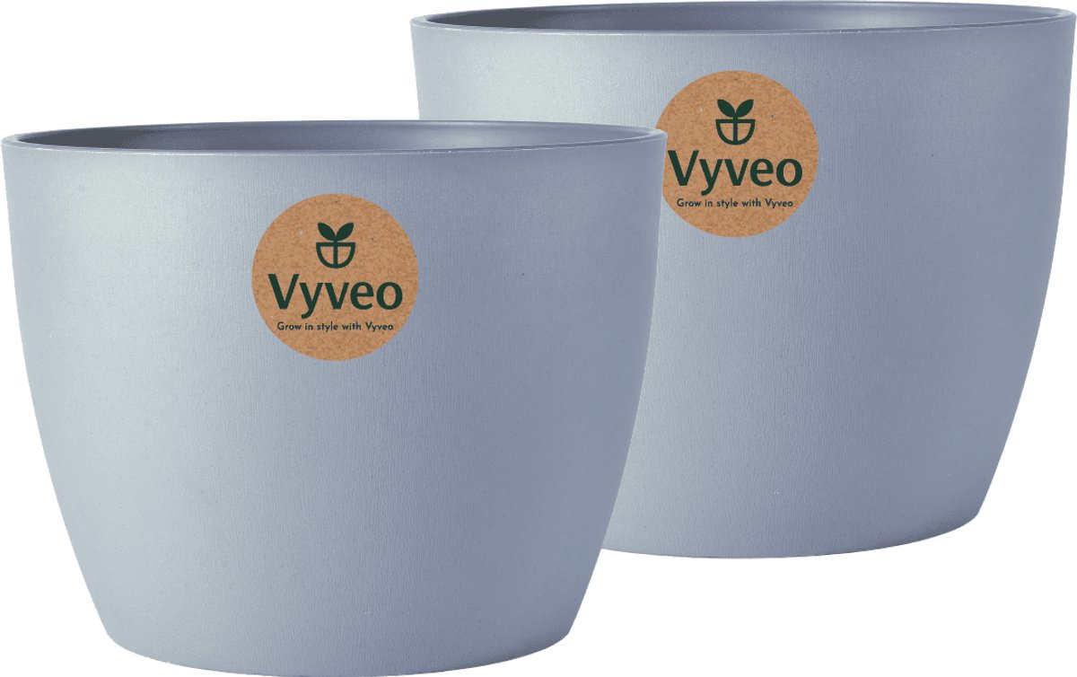 Vyveo - BloemBloempot Lunda - Set van 2 - 17x12 - Donkergrijs - BloemBloempot voor binnen en buiten - Lichtgewicht - Breukbestendig - Vorstbestendig - UV-bestendig