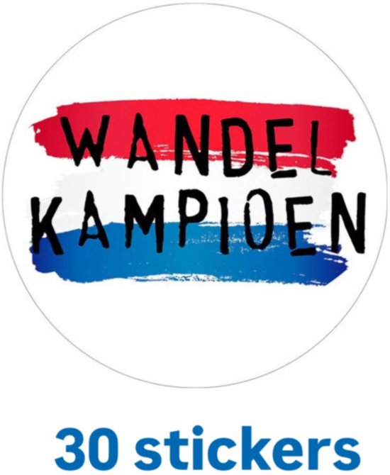 30x Sticker Wandel kampioen - Wandelkampioen - vierdaagse - avond4daagse - wandelen - avondvierdaagse
