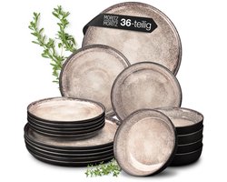 Moritz & Moritz VIDA 36-delige Serviesset voor 12 Persoons – Modern Bordenset Beige – Servies met dinerborden, dessertborden en soepborden