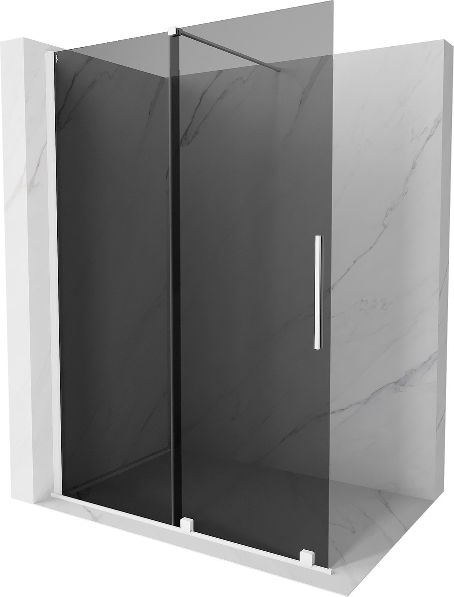Mexen Velar schuifbare douchewand Walk-in 130 x 200 , grafiet 8 mm, wit - 871-130-000-43-20
