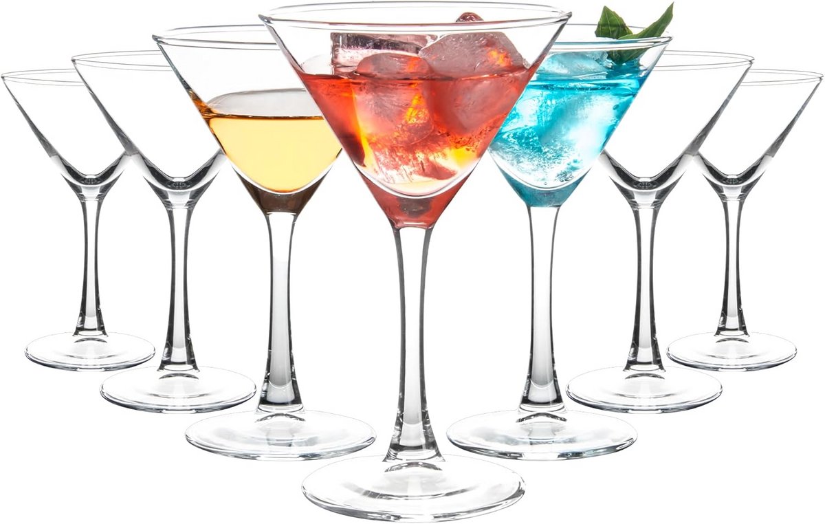 Set van 7 Cocktailglazen - Martini, Margarita, Whisky en Tequila - Tijdloze Elegantie voor Feesten en Thuis