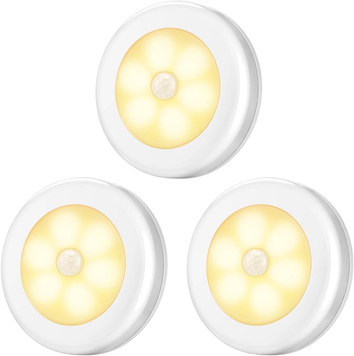 LED bewegingssensorlamp - magnetisch nachtlampje voor binnen - verwisselbare magneet - 3 pack