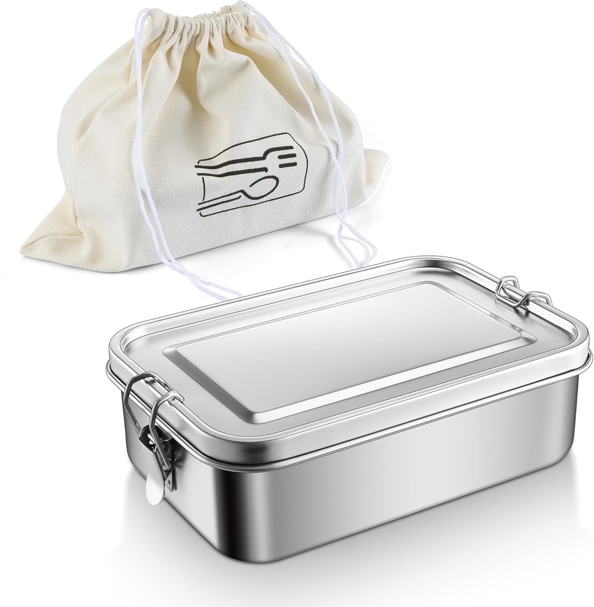 Stainless steel lunch box met compartimenten - 1400 ml - HaWare