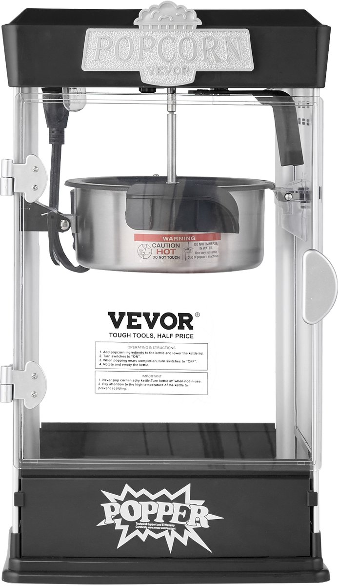 VEVOR Popcornmachine Maker Popcornmachine Tafelpopcornmachine 480W 4oz Zwart — afbeelding 2