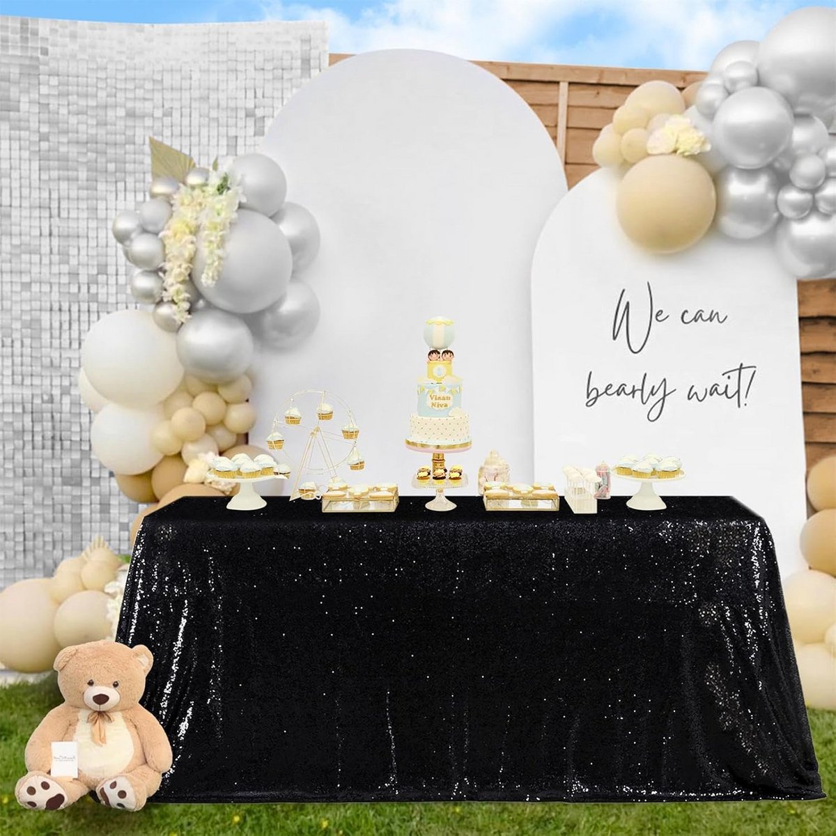 Glitter Pailletten Tafelkleed Rechthoekig voor Feest Bruiloft en Evenementen