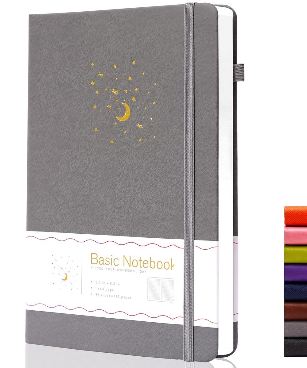 Lined A5 Notitieboek met Harde Kaft | Dagboek voor Werk & School | Inclusief Pennenlus