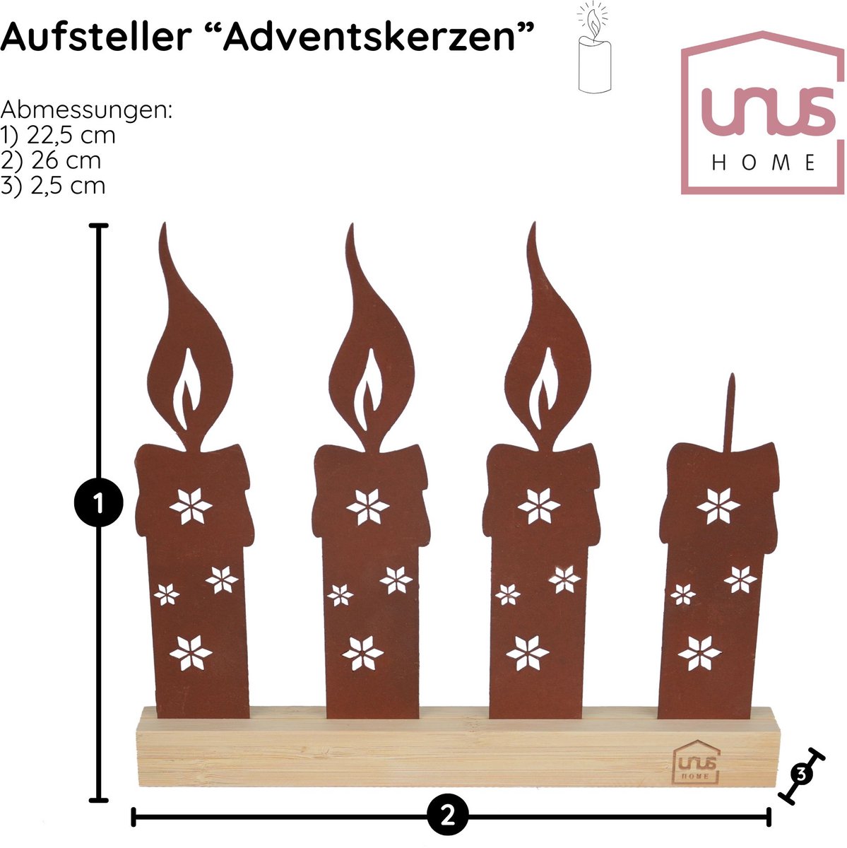 UNUS® Adventskaarsen decoratieve staander flexibele adventskrans – foto 2