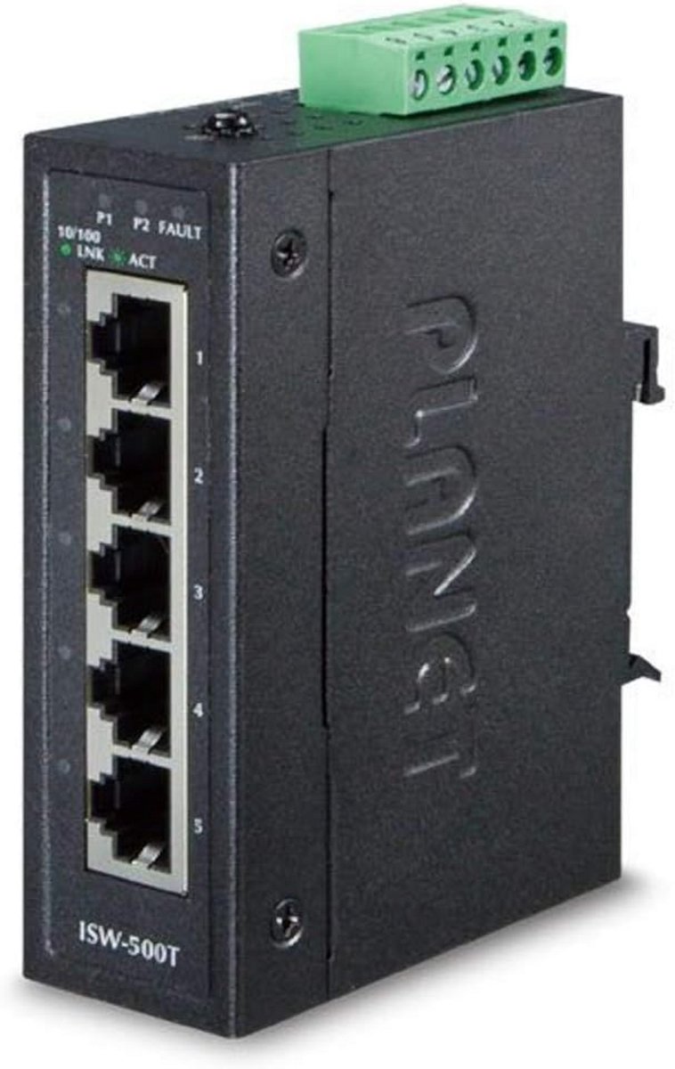 Compacte 5-poorts Fast Ethernet Switch 10/100 Mbps voor Diverse Temperaturen