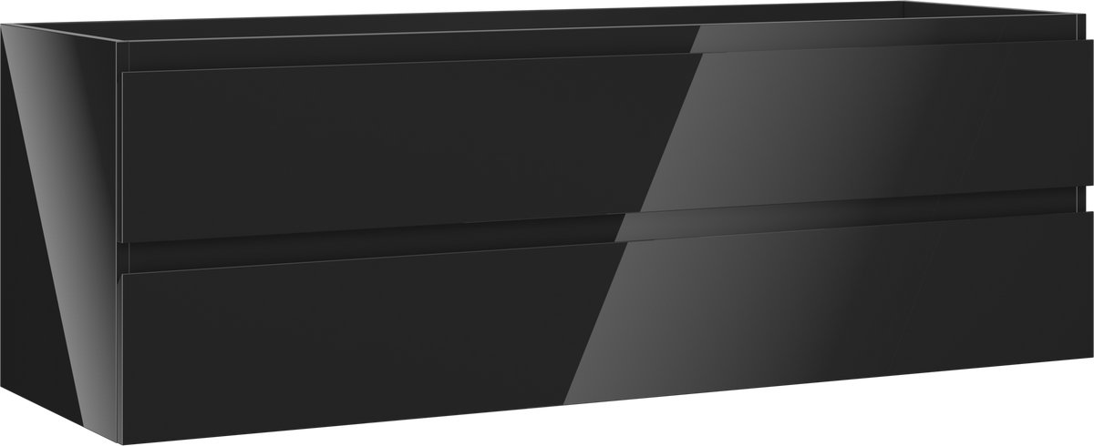 Mexen Orio badkamerkast voor wastafel 140 cm, 2 lades, zwart glans - 91A10-14047-2-BFF70