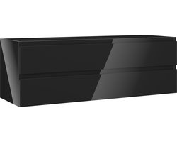 Mexen Orio badkamerkast voor wastafel 140 cm, 2 lades, zwart glans - 91A10-14047-2-BFF70