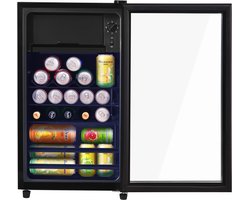 Zubaliya Zwarte Mini Koelkast 76 Liter - Met 6 Liter Vriesvak & Verstelbare Planken - Energieklasse E & Stil (43 dB) - Voor Kantoor En Appartement
