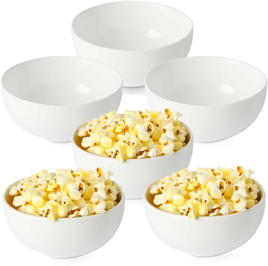 Bols / saladiers / bols à soupe Vivalto - 6x - Venice - céramique - D13 x H6 cm - blanc ivoire - Empilables - Art de la Services de table