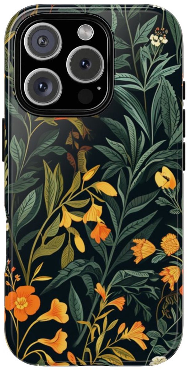Oranje en Witte Bloemenprint – Telefoonhoesje Geschikt voor iPhone 16 Pro