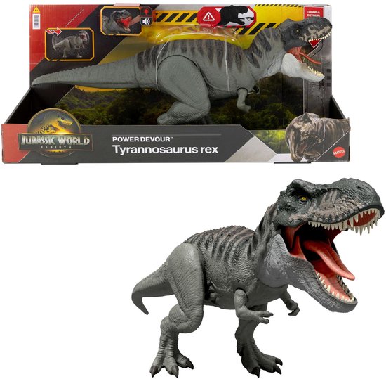 Jurassic World Rebirth Grote Verslinder Tyrannosaurus Rex, dinosaurusfiguur, met de tong geactiveerde constante bijtbewegingen, licht en geluid, digitaal spelen